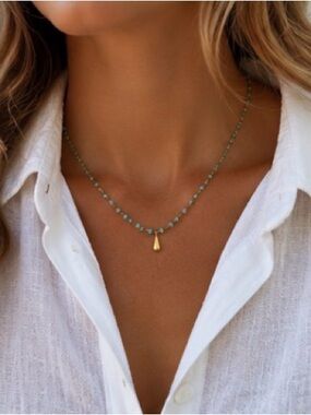 Gorjana Style Turquoise Beaded 18k Gold plated Charm Coastal Layering Necklace